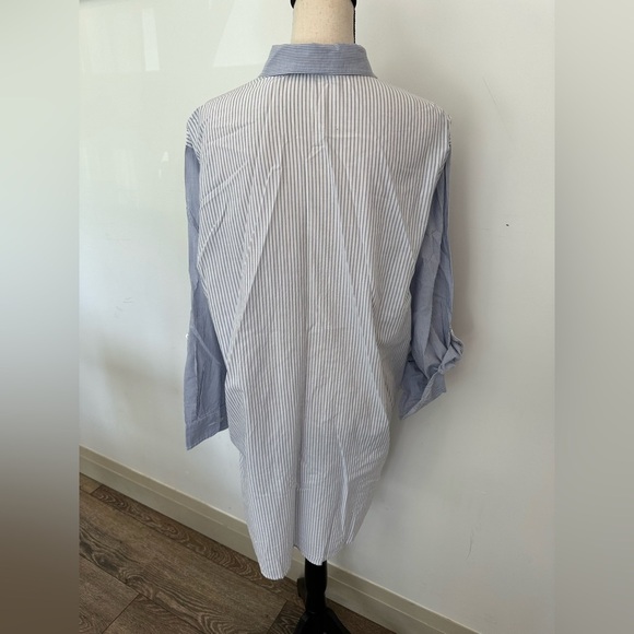RLL Lauren Ralph Lauren Shirt Dress SZ L Blue Striped Logo EUC button  Cotton - Picture 6 of 9